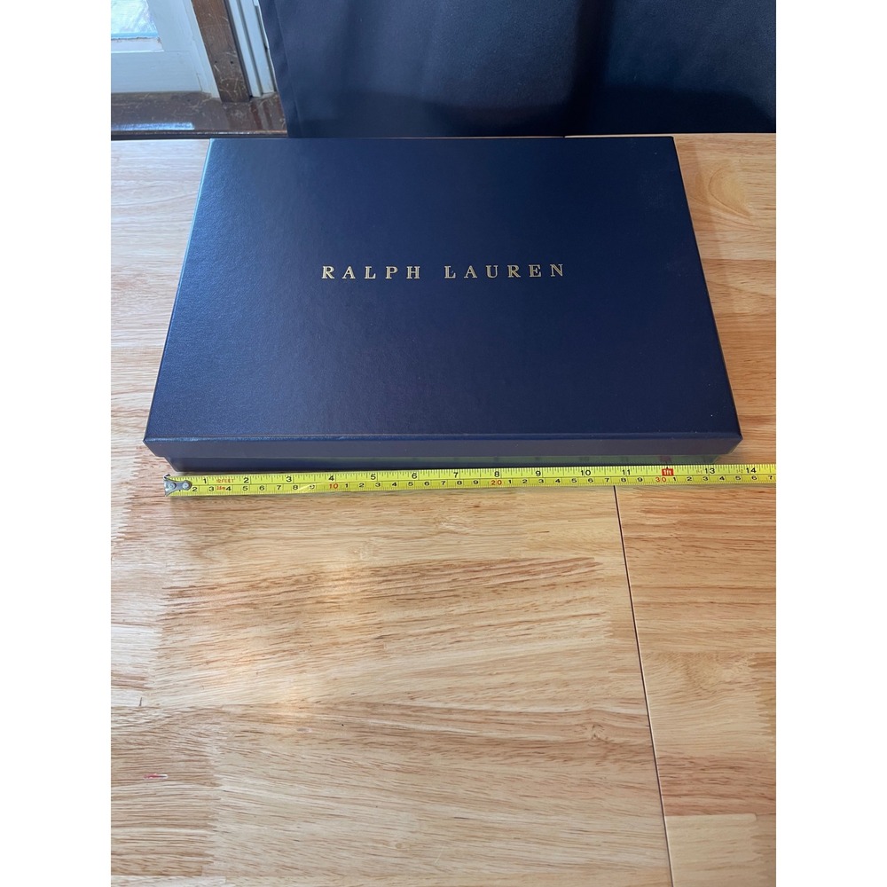 Ralph Lauren Navy Blue Gold Logo‎ Gift Box 13.5x10.25x1.75 Large Storage Box
